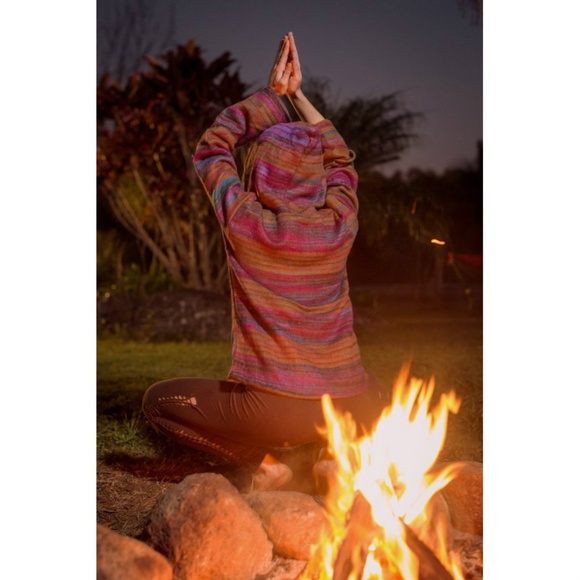 Kashmiri Pixie Hood Sweater Brown Festival Jacket - Picture 4 of 5